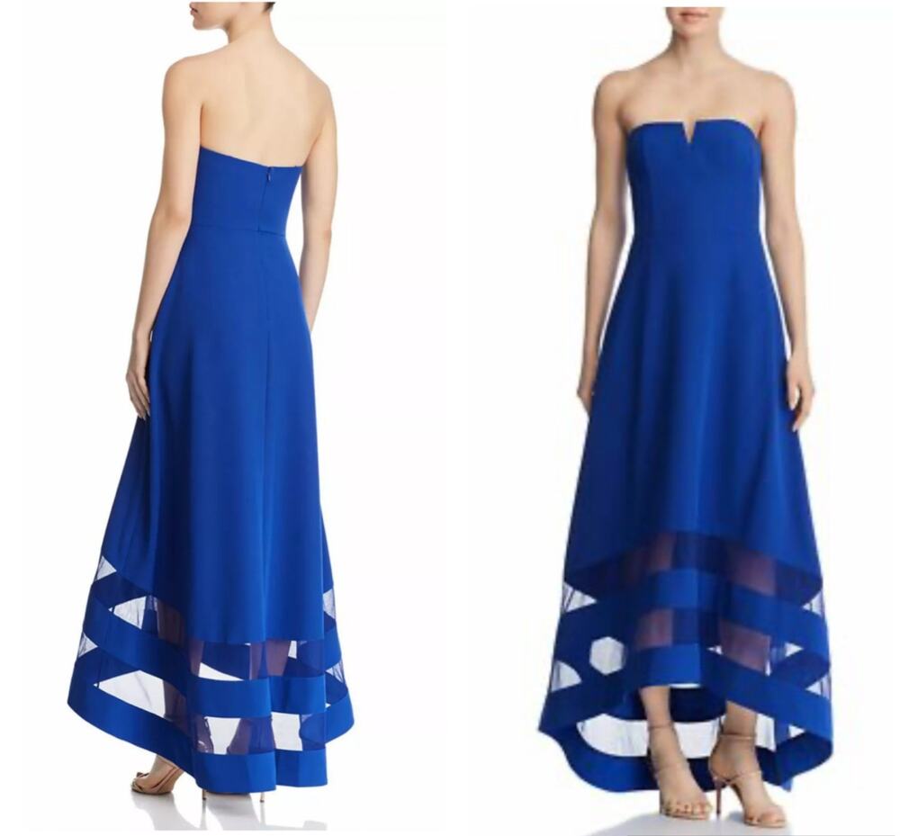 Aidan Mattox 2020s Marina Blue Strapless High Low Gown NWT Size 2